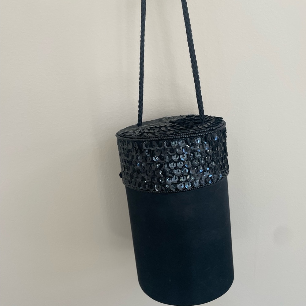 Black Sequin Embellished Evening Bag